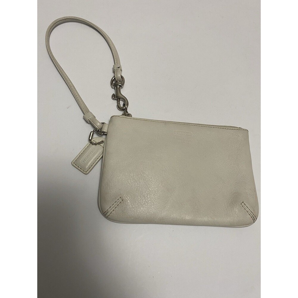 COACH Leatherware 1941 Bone White Smooth Leather Wristlet with Hangtag, 6" x 4"